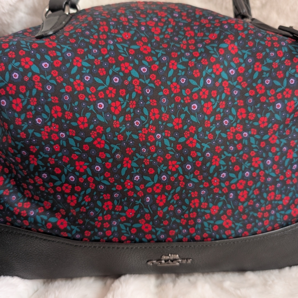 Coach Nylon & Leather Floral Satchel Crossbody Shoulder Bag EUC - Picture 5 of 14